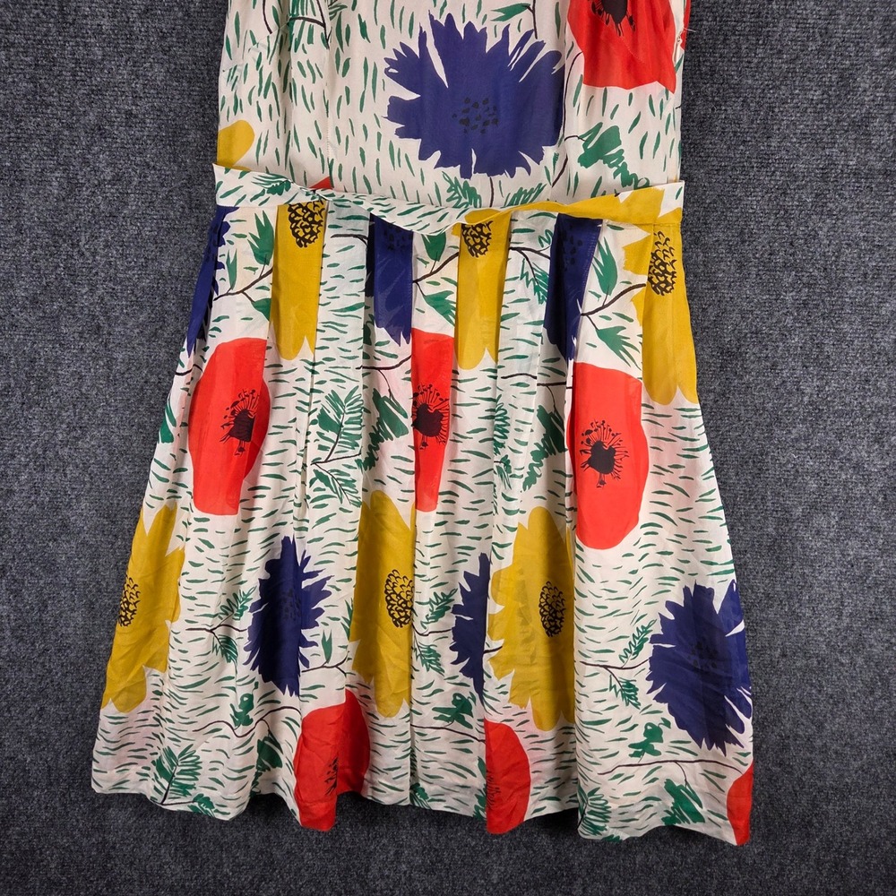 Girls from Savoy Anthropologie Silk Floral Poppy Fit and Flare Dress Size 10 - Picture 3 of 16